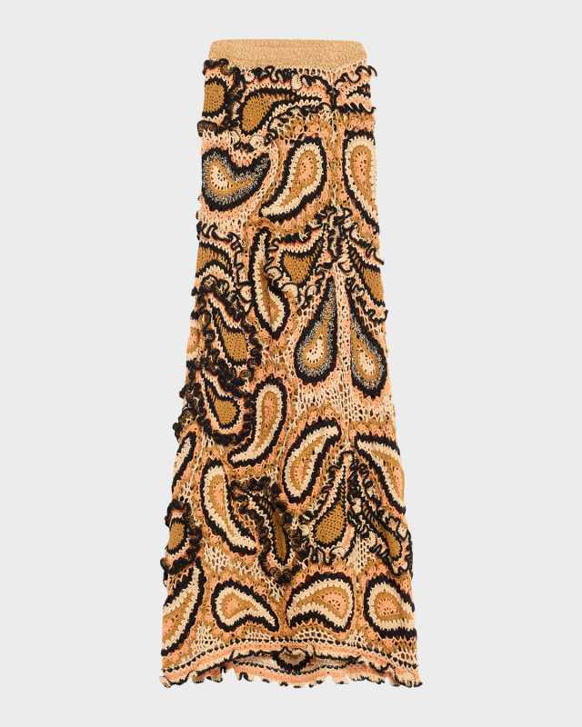 Ina Paisley Cotton Crochet Maxi Skirt